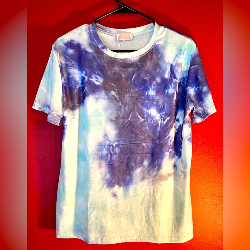 Women’s Top Shirt Tie Dye Blue Medium CDM With Tags